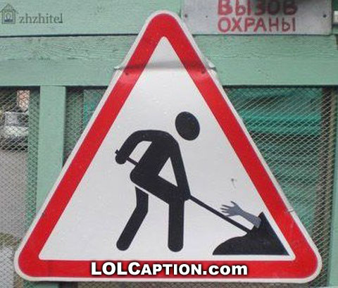 Funny street sign: workers on funny street signs. Funny street sign: workers on